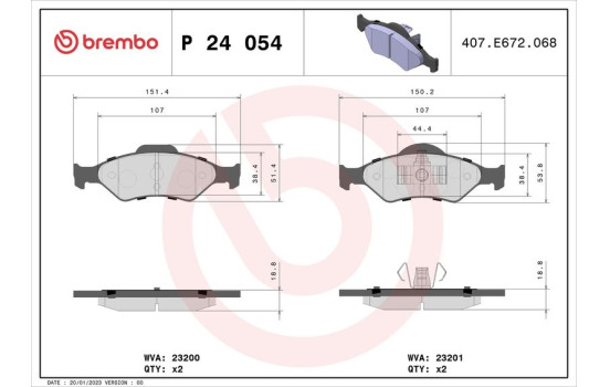 Brake Pad Set, disc brake P 24 054 Brembo, Image 2