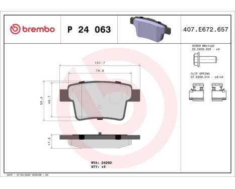 Brake Pad Set, disc brake P 24 063 Brembo, Image 3