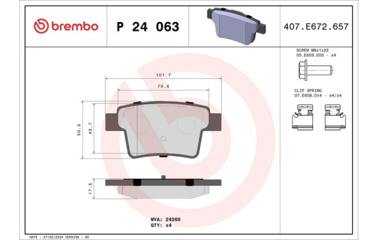 Brake Pad Set, disc brake P 24 063 Brembo, Image 2