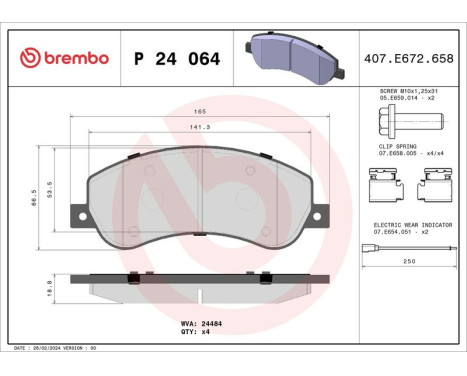 Brake Pad Set, disc brake P 24 064 Brembo, Image 3