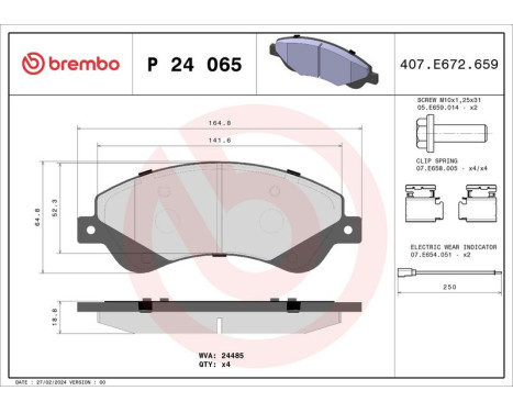 Brake Pad Set, disc brake P 24 065 Brembo, Image 3