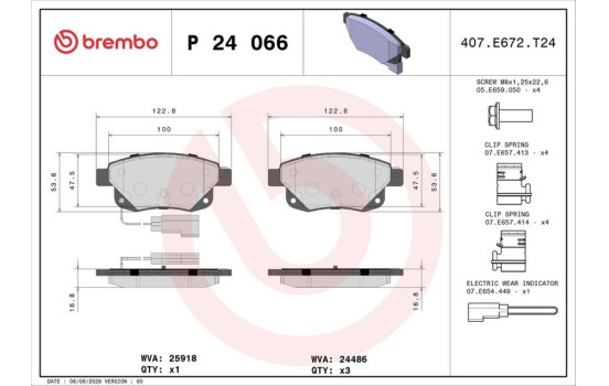 Brake Pad Set, disc brake P 24 066 Brembo, Image 3