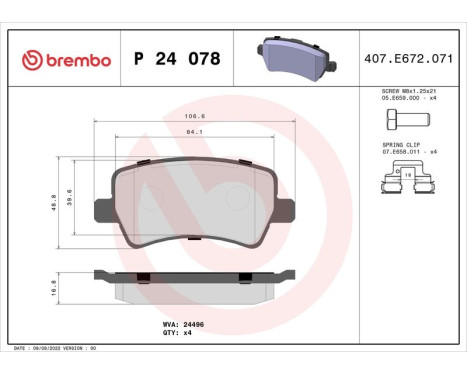 Brake Pad Set, disc brake P 24 078 Brembo, Image 3