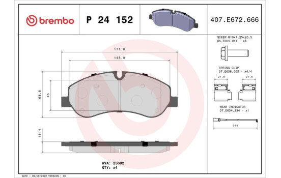 Brake Pad Set, disc brake P 24 152 Brembo, Image 2