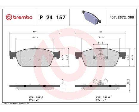 Brake Pad Set, disc brake P 24 157 Brembo, Image 3