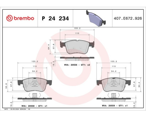 Brake Pad Set, disc brake P 24 234 Brembo, Image 2