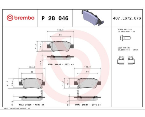 Brake Pad Set, disc brake P 28 046 Brembo, Image 3