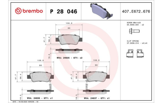 Brake Pad Set, disc brake P 28 046 Brembo, Image 2