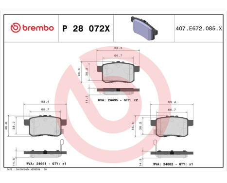 Brake pad set, disc brake P 28 072X Brembo, Image 4
