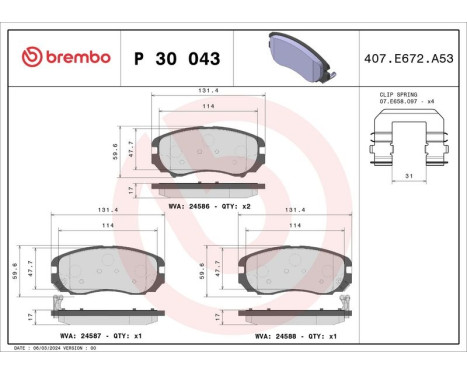 Brake Pad Set, disc brake P 30 043 Brembo, Image 3