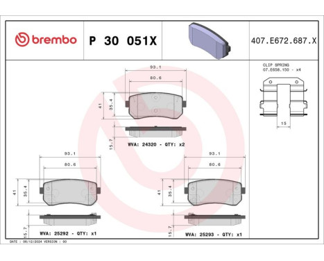 Brake pad set, disc brake P 30 051X Brembo, Image 4