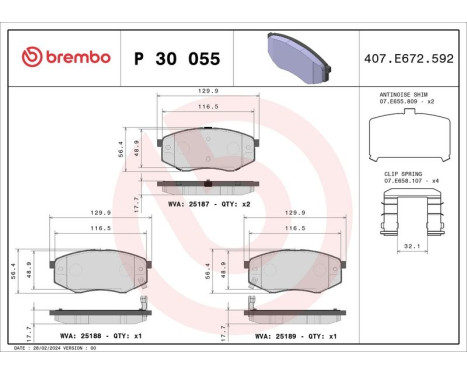 Brake Pad Set, disc brake P 30 055 Brembo, Image 3