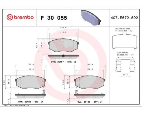 Brake Pad Set, disc brake P 30 055 Brembo, Image 3