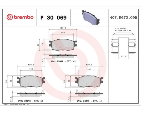 Brake Pad Set, disc brake P 30 069 Brembo, Image 3