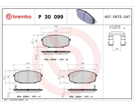 Brake Pad Set, disc brake P 30 099 Brembo, Image 2