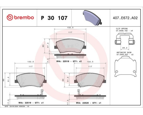 Brake Pad Set, disc brake P 30 107 Brembo, Image 2