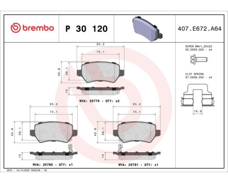 Brake pad set, disc brake P 30 120 Brembo, Image 2