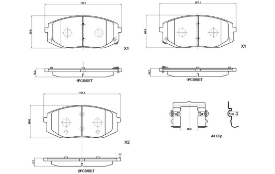 Brake pad set, disc brake P 30 161 Brembo, Image 4