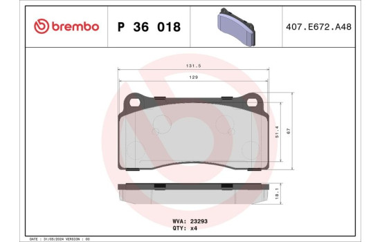 Brake Pad Set, disc brake P 36 018 Brembo, Image 2