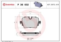 Brake Pad Set, disc brake P 36 032 Brembo