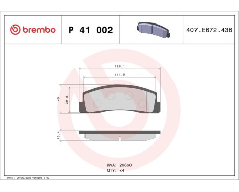 Brake Pad Set, disc brake P 41 002 Brembo, Image 3