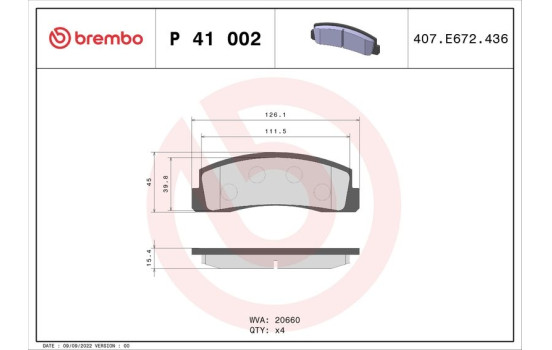Brake Pad Set, disc brake P 41 002 Brembo, Image 2