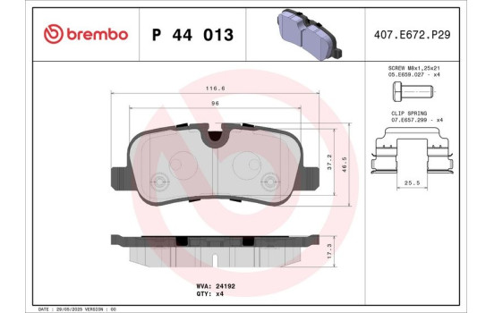 Brake Pad Set, disc brake P 44 013 Brembo, Image 2