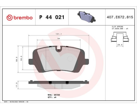 Brake Pad Set, disc brake P 44 021 Brembo, Image 3