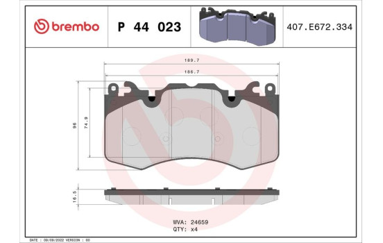 Brake Pad Set, disc brake P 44 023 Brembo, Image 2