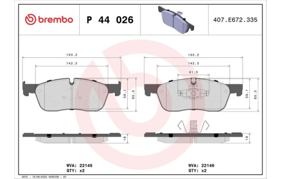 Brake Pad Set, disc brake P 44 026 Brembo