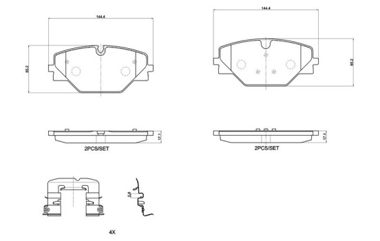 Brake pad set, disc brake P 44 032 Brembo