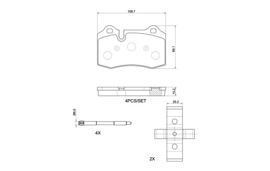 Brake pad set, disc brake P 48 007 Brembo