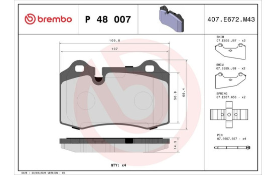 Brake pad set, disc brake P 48 007 Brembo, Image 4