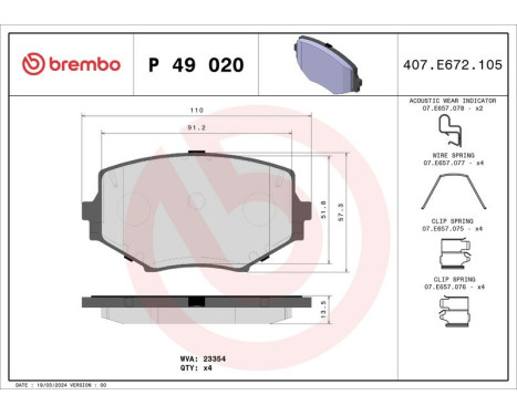 Brake Pad Set, disc brake P 49 020 Brembo, Image 3