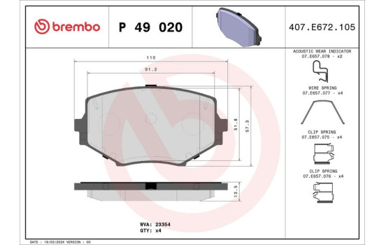 Brake Pad Set, disc brake P 49 020 Brembo, Image 2