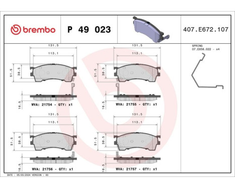 Brake Pad Set, disc brake P 49 023 Brembo, Image 3