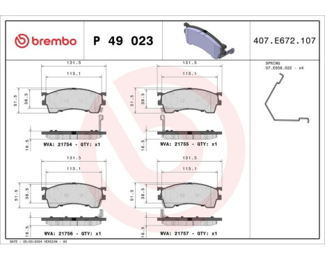 Brake Pad Set, disc brake P 49 023 Brembo, Image 3