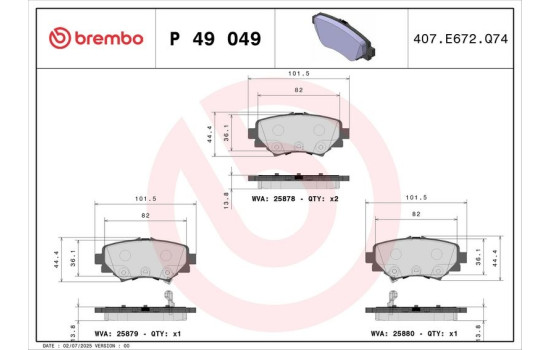 Brake Pad Set, disc brake P 49 049 Brembo, Image 3