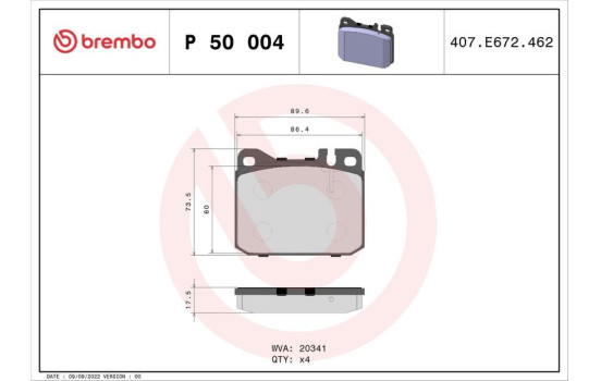 Brake Pad Set, disc brake P 50 004 Brembo, Image 2
