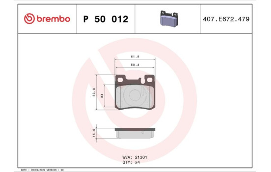 Brake Pad Set, disc brake P 50 012 Brembo, Image 2