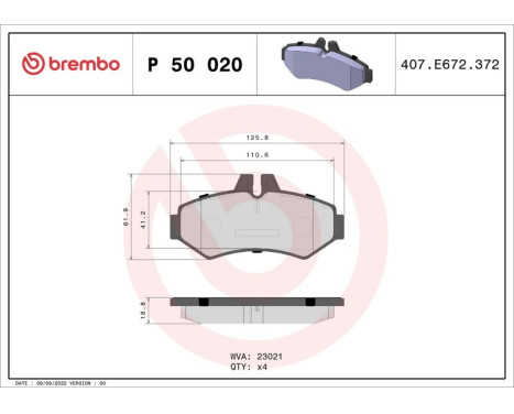 Brake Pad Set, disc brake P 50 020 Brembo, Image 3