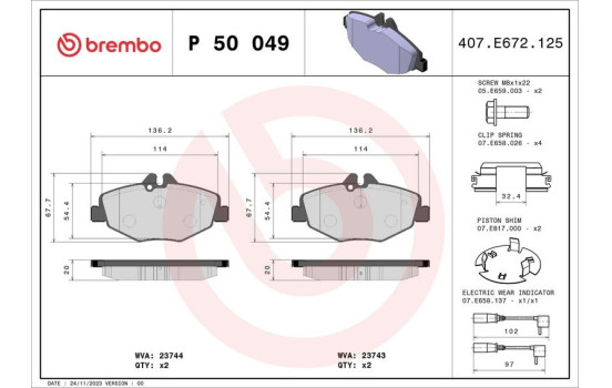 Brake Pad Set, disc brake P 50 049 Brembo, Image 2