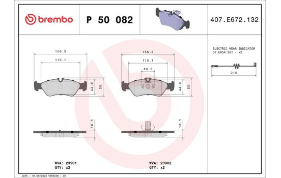 Brake Pad Set, disc brake P 50 082 Brembo, Image 2