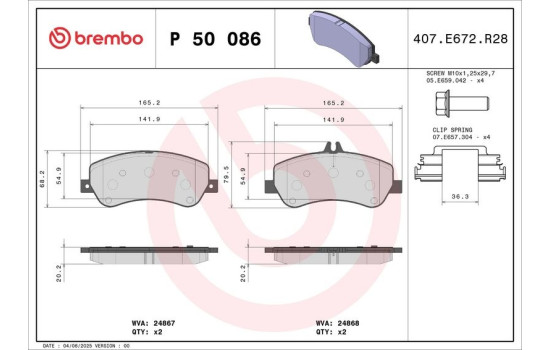 Brake Pad Set, disc brake P 50 086 Brembo, Image 2