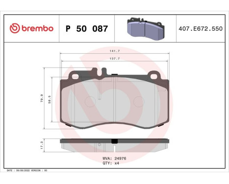 Brake Pad Set, disc brake P 50 087 Brembo, Image 3