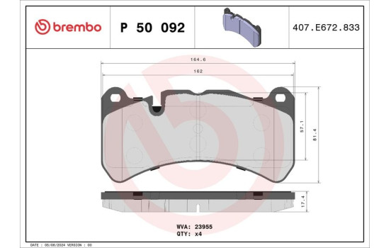 Brake Pad Set, disc brake P 50 092 Brembo, Image 2