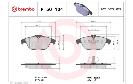 Brake Pad Set, disc brake P 50 104 Brembo, Image 2