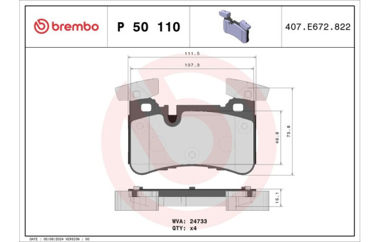 Brake Pad Set, disc brake P 50 110 Brembo, Image 2