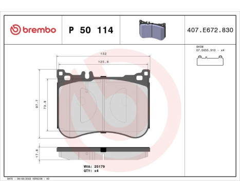 Brake Pad Set, disc brake P 50 114 Brembo, Image 3