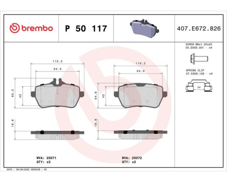 Brake Pad Set, disc brake P 50 117 Brembo, Image 3